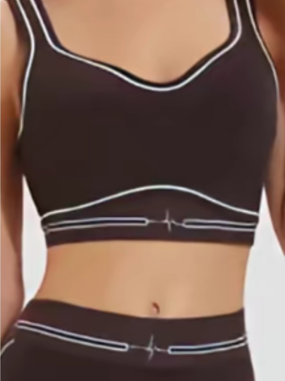 Seamless Black Piped Crop Bralette